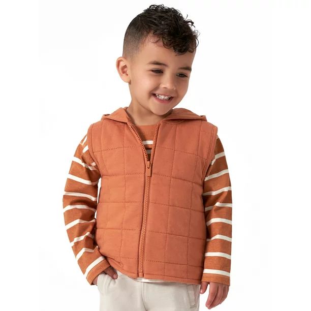 Modern Moments by Gerber Baby and Toddler Boy Quilted Hooded Zip Vest, Sizes 12M-5T - Walmart.com | Walmart (US)
