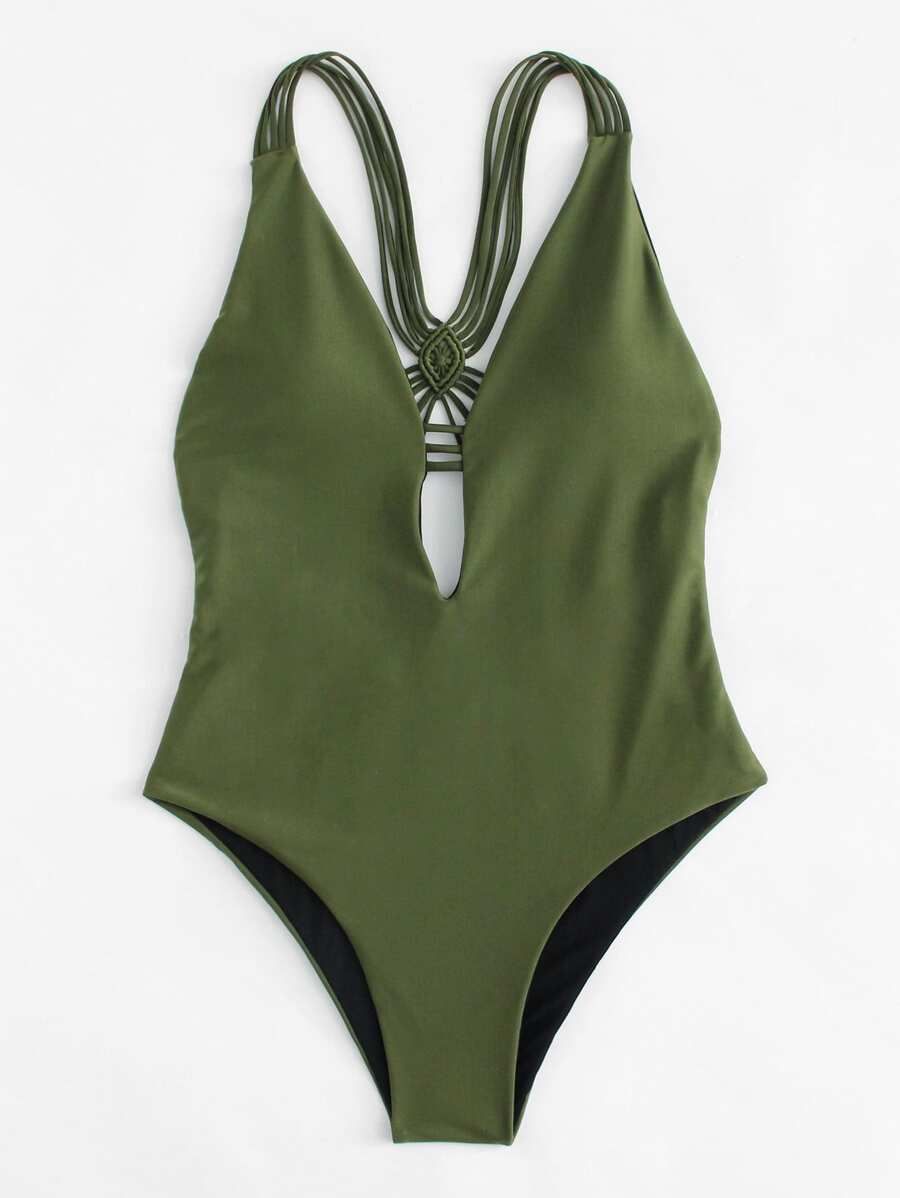 Backless Woven Swimsuit | SHEIN