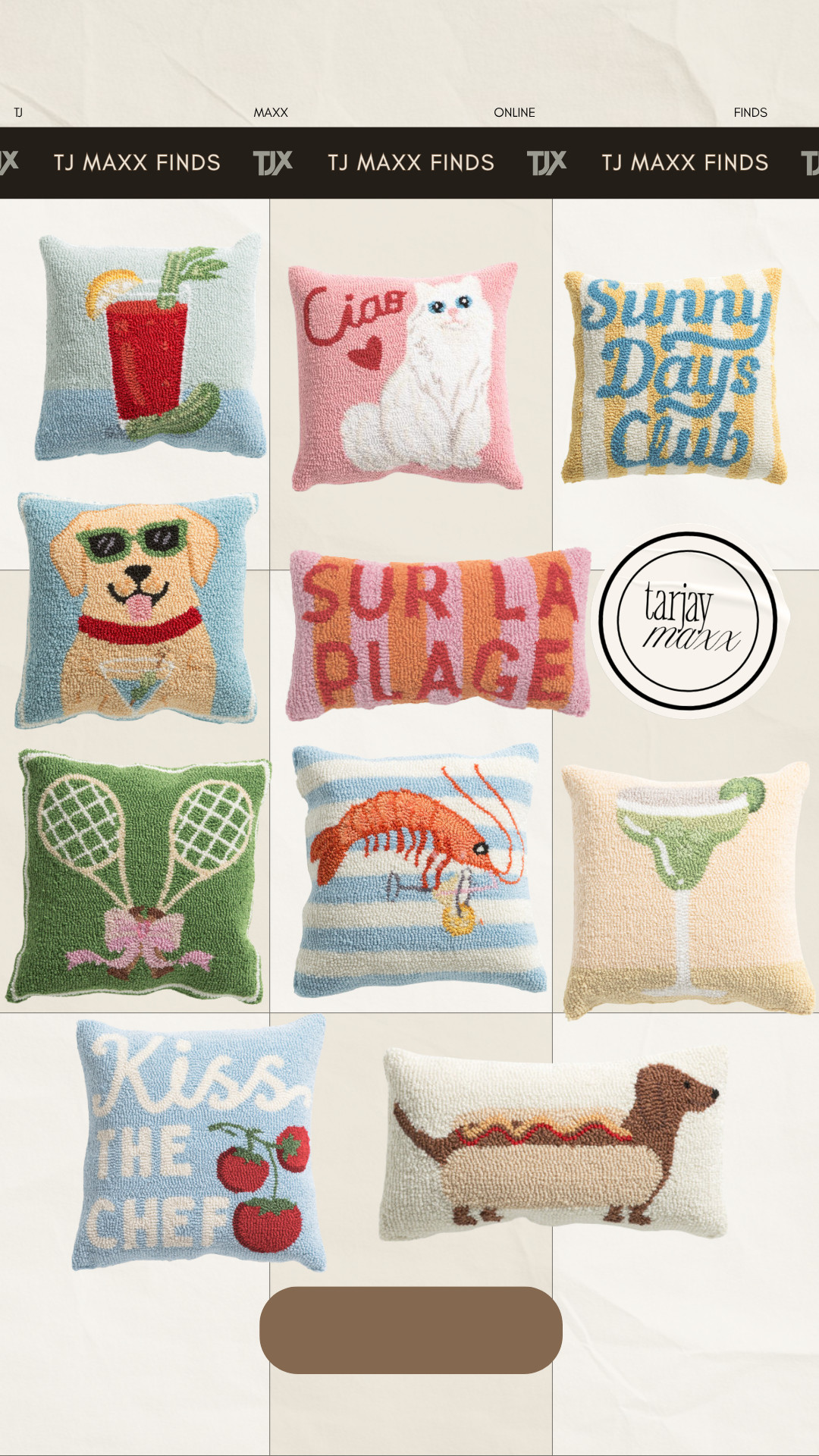 TJ Maxx online has the cutest summer throw pillows right now and these are the kinds of little home finds that make your space feel so much more fun for summer! The hot dog dachshund pillow and the “ciao” cat one are taking me out.
wedding guest dress summer, country concert outfits, summer outfits, date night outfits, graduation guest outfits, summer dresses, graduation dresses, business casual workwear, work outfits, vacation outfits beach, tj maxx home finds, summer home decor, throw pillows, beach house decor, colorful home decor, coastal decor 

 #LTKSeasonal #LTKHome