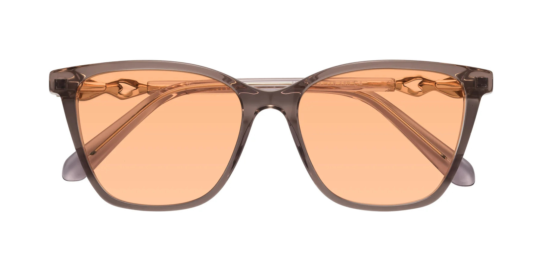 Rose Taupe Hipster Acetate Cat-Eye Tinted Sunglasses with Light Orange Sunwear Lenses - Mothe | Yesglasses