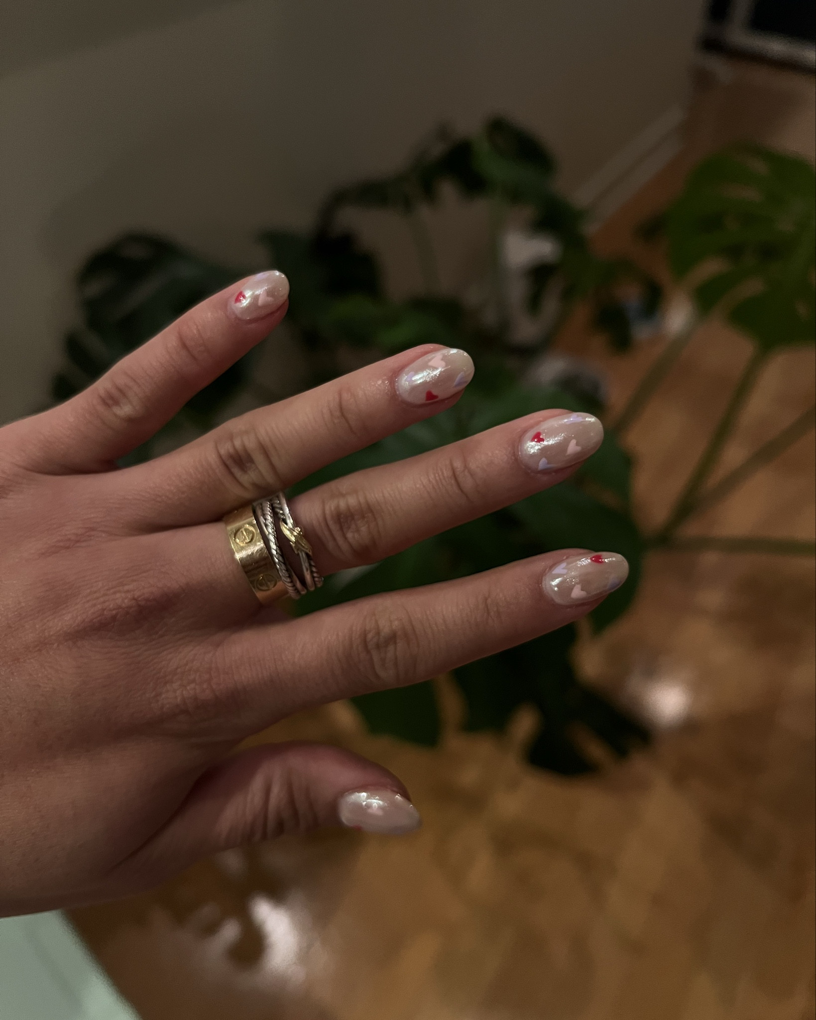 valentines day builder gel nails! 1) builder gel 2) one coat beetles opaque white, one coat neutral 3) pearl 4) hearts 5) top coat 

#LTKBeauty #LTKFindsUnder50 #LTKStyleTip