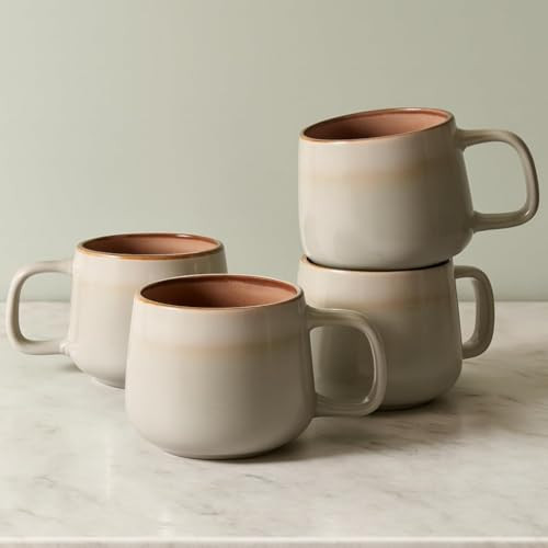 Ava Nord Ceramic Coffee Mugs Set of 4 | 12 oz Stoneware Coffee Cups | Lead-Free, Non-Toxic | Microwave and Dishwasher Safe | Comfortable Handle | Aesthetic Nordic Design for Tea and Latte | Sage Ash | Amazon (US)