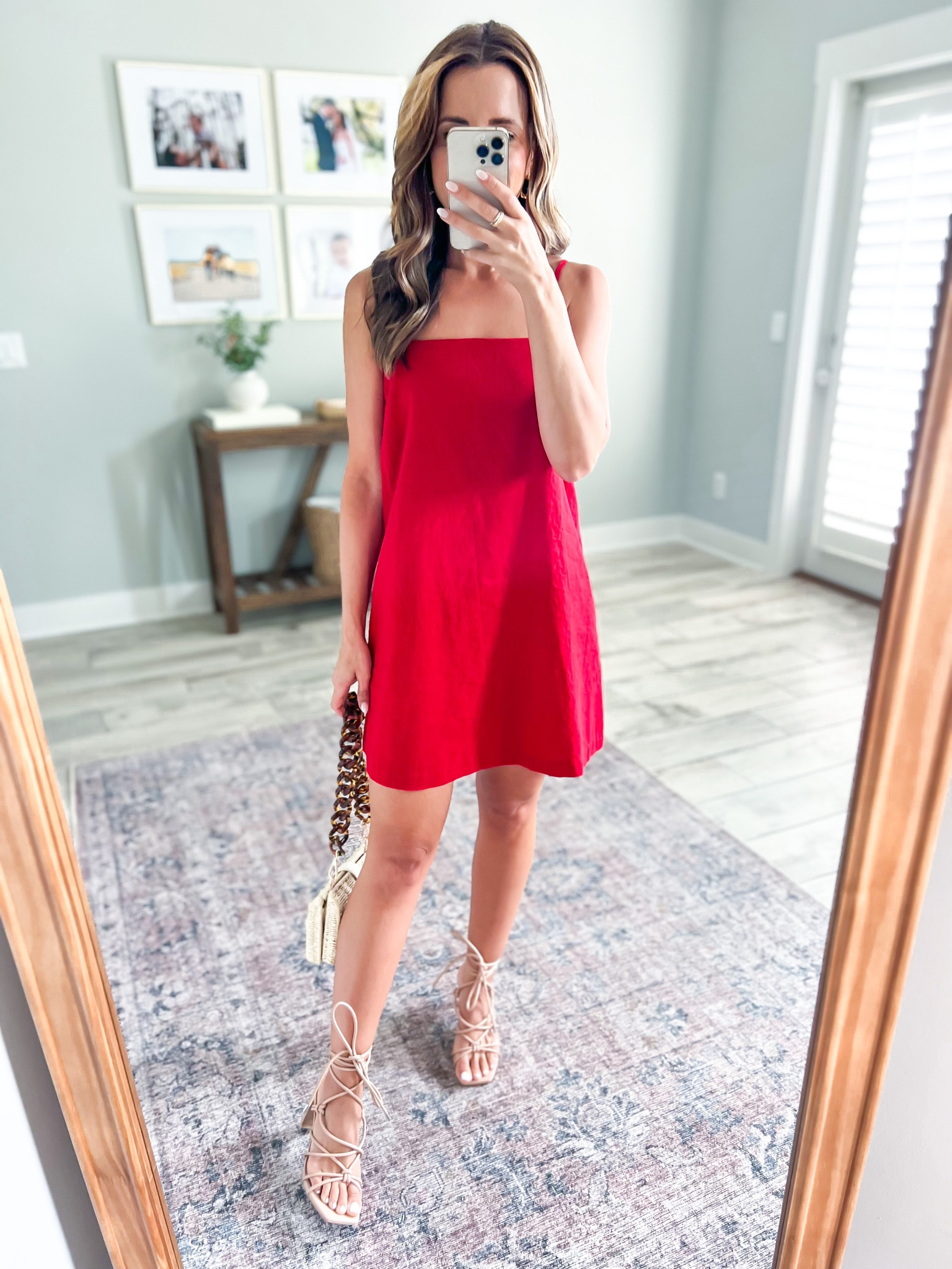 chinese dress ladies French Stereotype Outfit | Red Linen Midi Dress