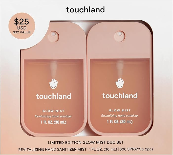 Touchland Limited Edition Glow Mist Duo Set, Revitalizing Hand Sanitizer Spray, Rosewater scented... | Amazon (US)