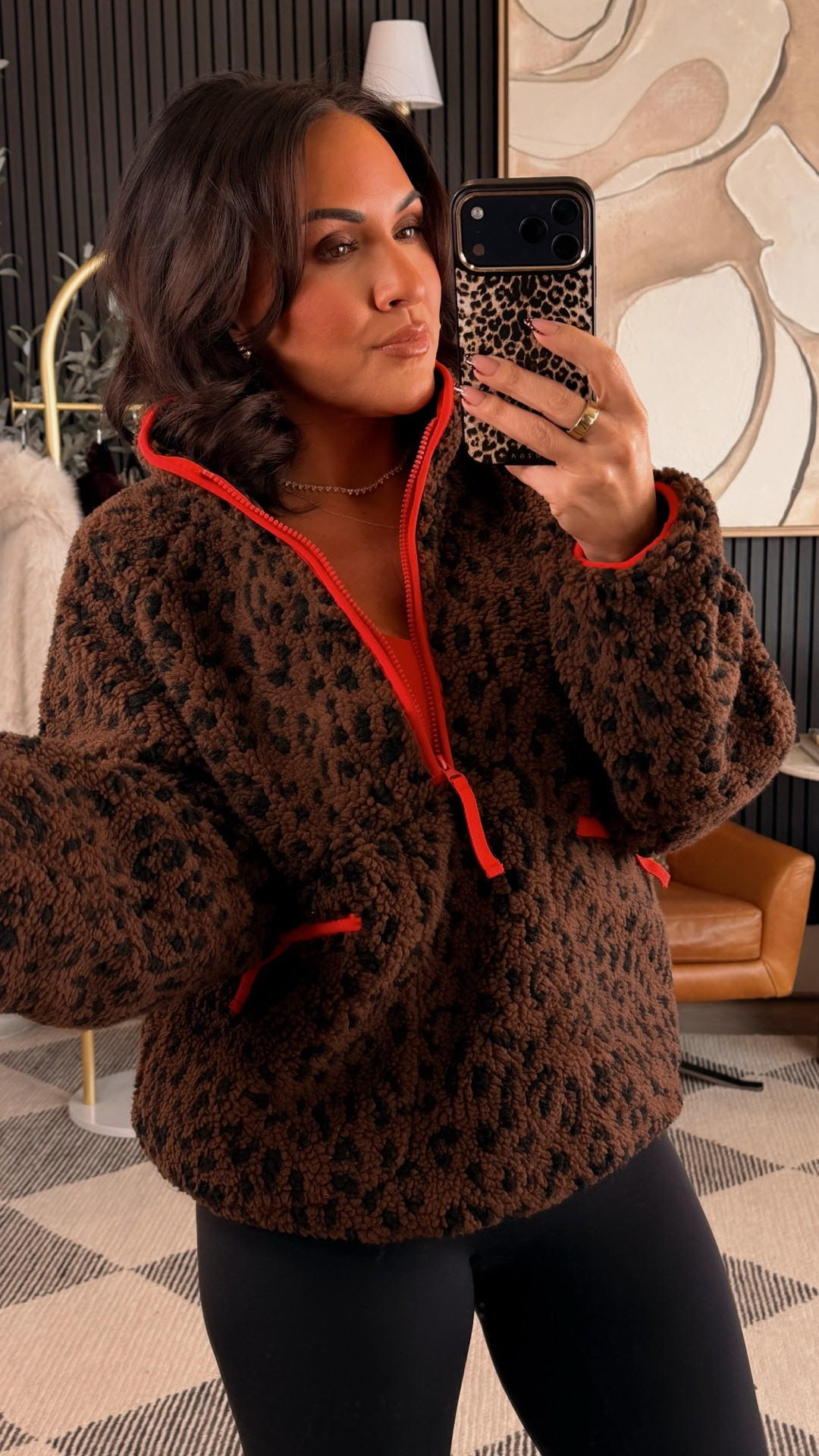 Okay but WHY does this $50 sherpa look just as good as the $158 designer one?!
Soft, snuggly, leopard moment… she’s checking every box and saving the budget. Love that for us. 🤎

5’2”, 130 lbs, 25” waist, 34DD — wearing size Small.

#lookforless #amazonfinds #cozychic #winterstyle #petitefashion #affiliate
