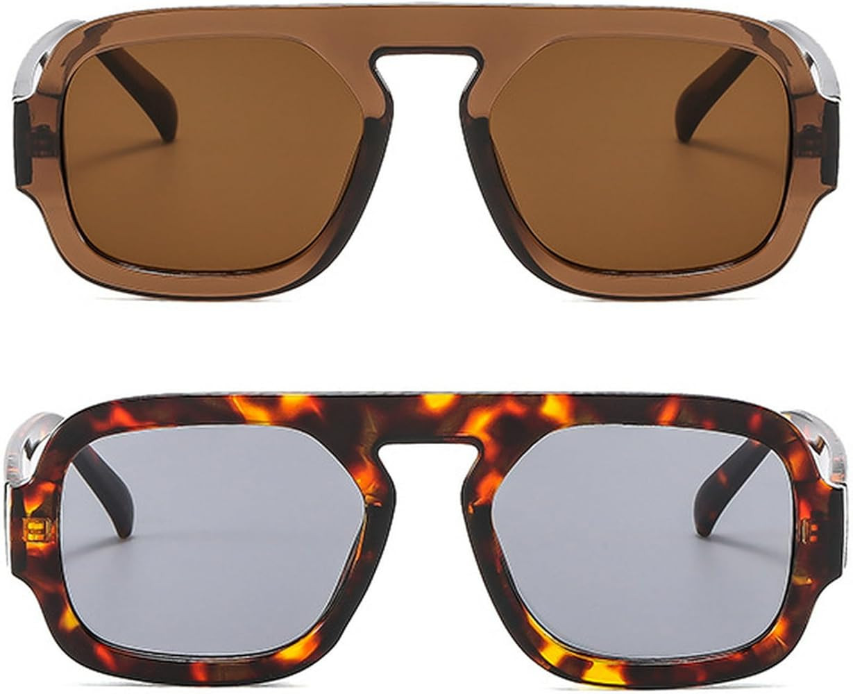 Retro Pilot Sunglasses Women Fashion UV Protection 2pcs Blue Green Sun Glasses Men Outdoors Casua... | Amazon (US)