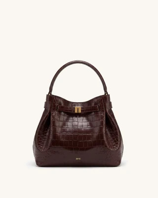 Hana Belted Hobo Bag - Dark Brown Croc | JW PEI US
