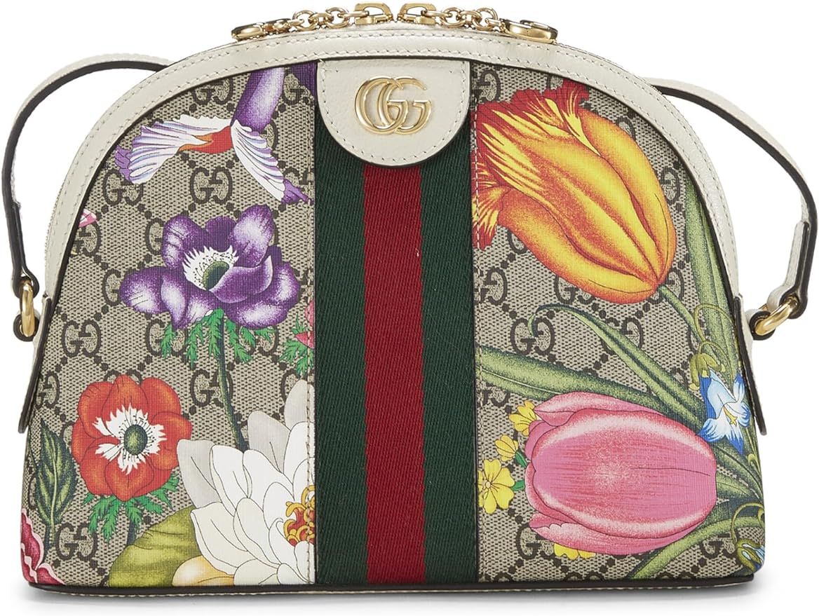 Amazon.com: Gucci, Pre-Loved White Original GG Supreme Ophidia Flora Dome Shoulder Bag Small, Whi... | Amazon (US)