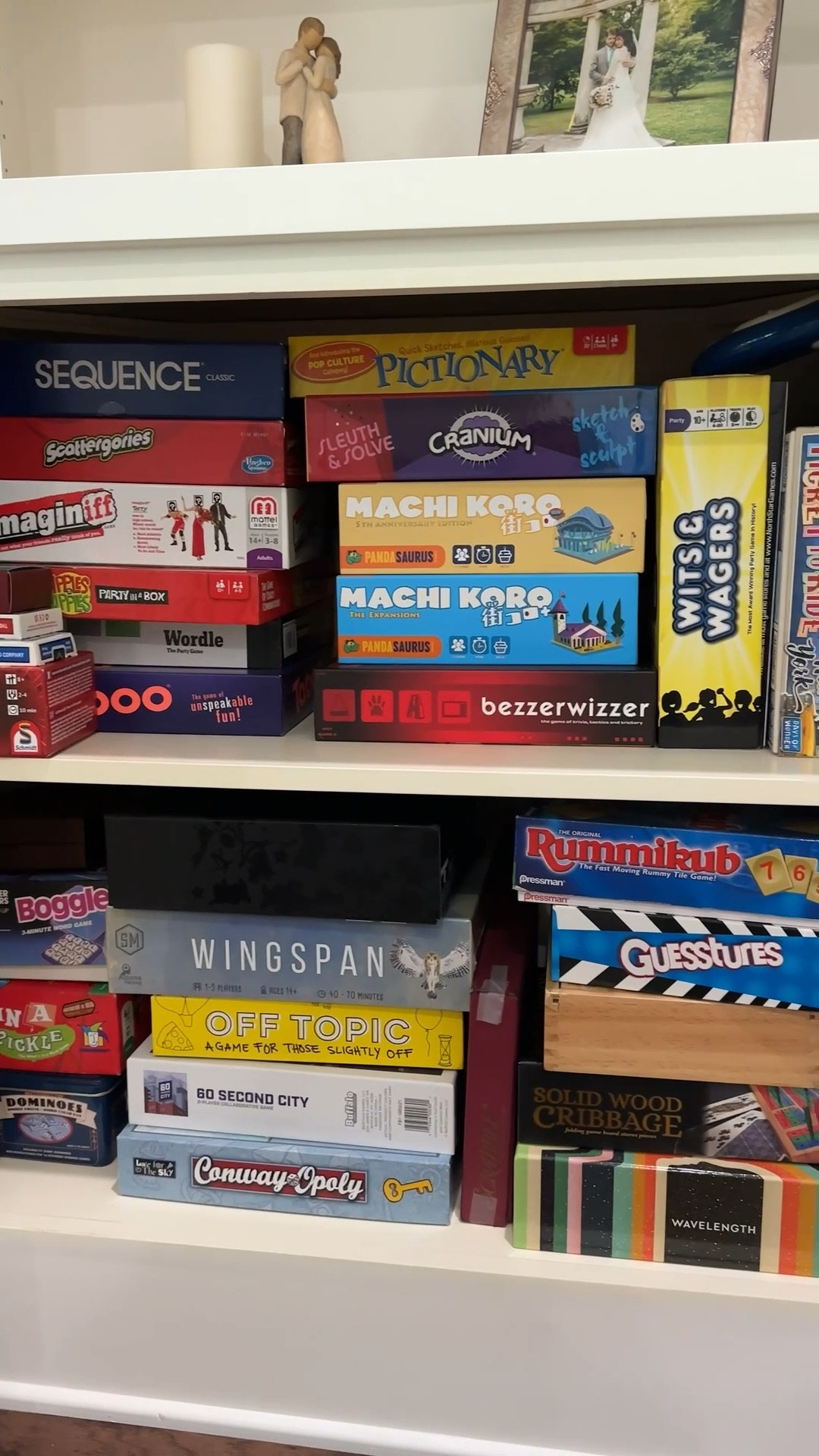 Board games you everyone should have…
2-4 player games:
- Wordle
- Scattergories
- Tri-ominos
- Ticket to Ride
- Rummikub
- Catan

2-12 Players or more
- Sequence Classic
- Pun Intended
- Guesstures
- The Game of Things
