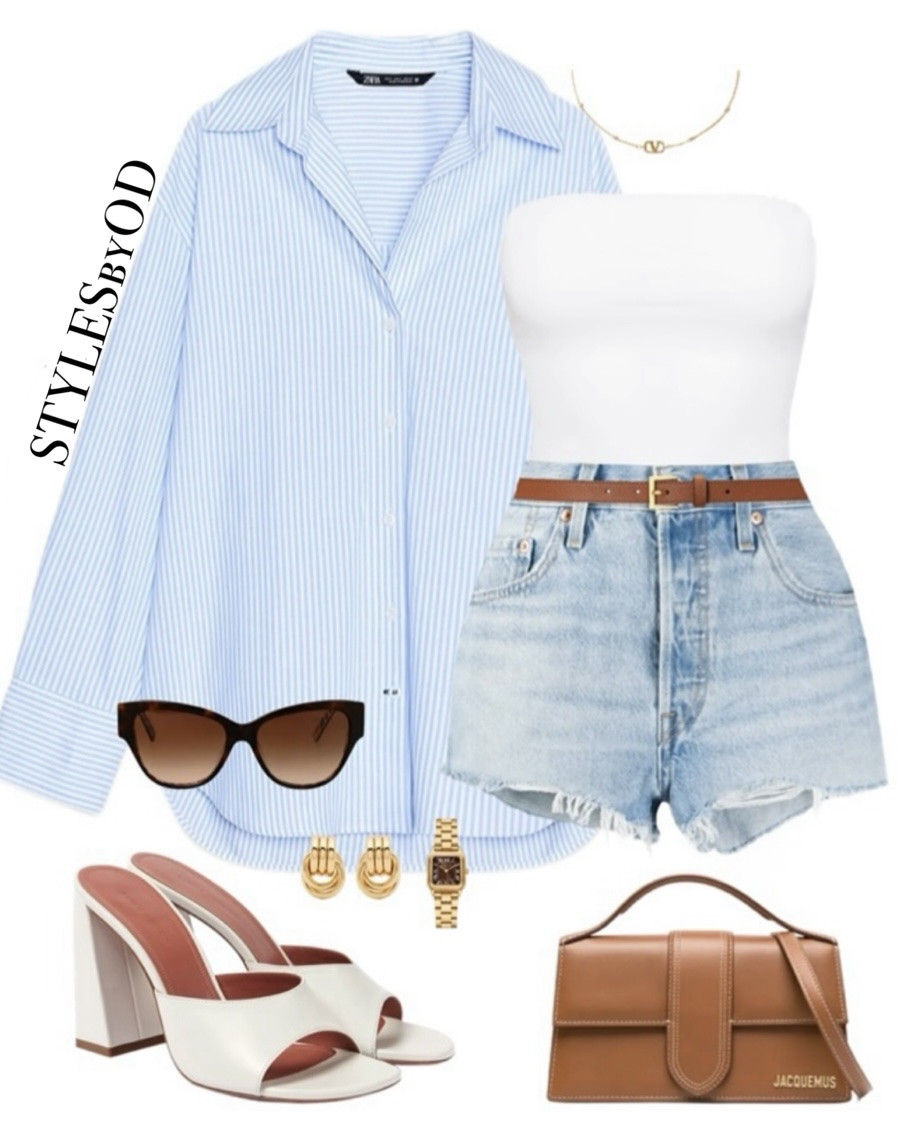EFFORTLESS SUMMER CHIC

There is nothing more classic than styling a light blue striped oversized button-down over a clean white tube top and high-waisted denim cutoffs. To give it that elevated, luxury feel, we paired it with rich cognac leather pieces—a structured Jacquemus bag and a matching thin belt—finished off with chic cream block heels. It's minimal, timeless, and perfectly weekend brunch or sunny day🤍

#LTKFashion #LTKsummer old money, classy timeless

#LTKeurope #LTKstyletip #LTKluxury