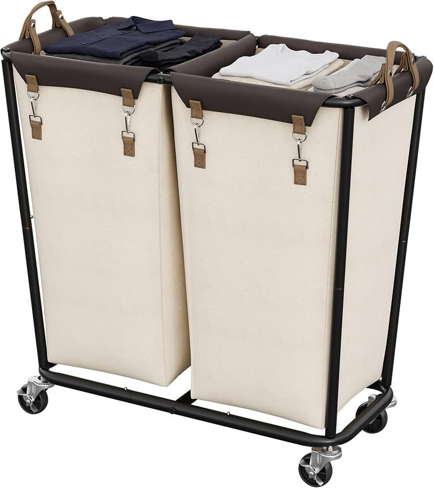 StorageWorks 330L Extra Large Laundry Hamper with Wheels, Laundry Basket with Wheels 2 Sections, ... | Amazon (US)