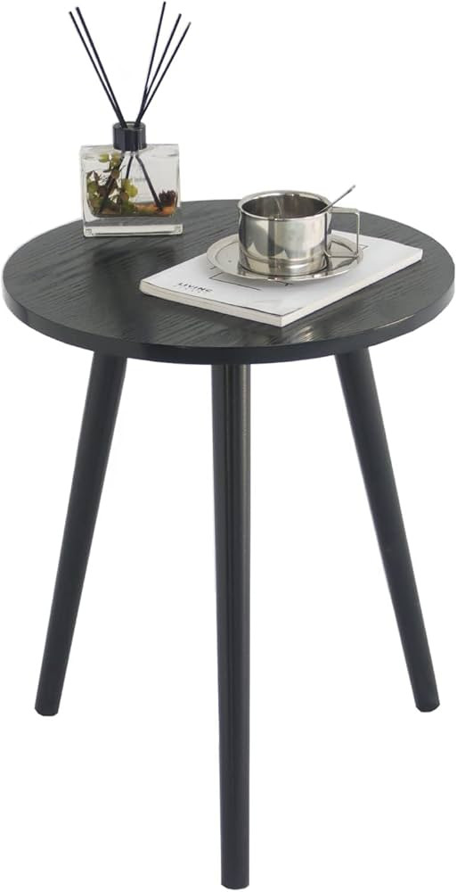 AWASEN Round End Table, Black Side Table Modern Home Decor Small Accent Table for Small Space Liv... | Amazon (US)