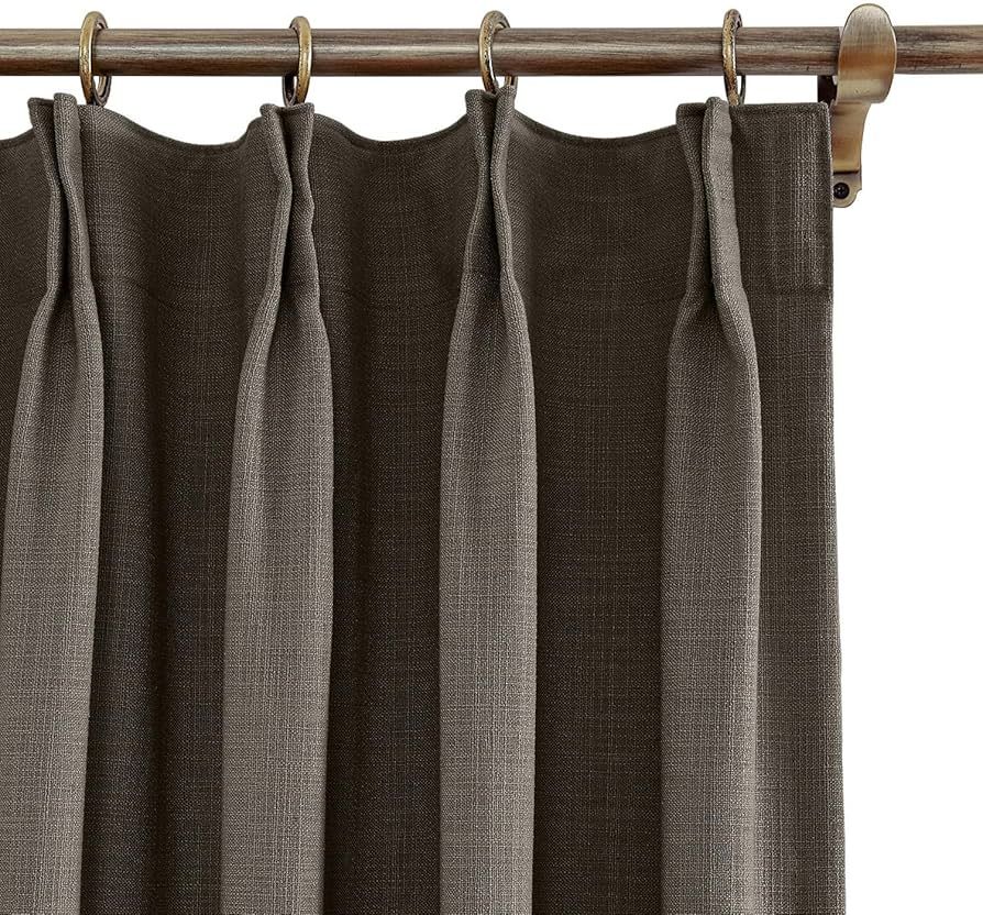 ChadMade 72" W x 84" L Polyester Linen Drape with Thermal Blackout Lining Pinch Pleat Curtain for... | Amazon (US)