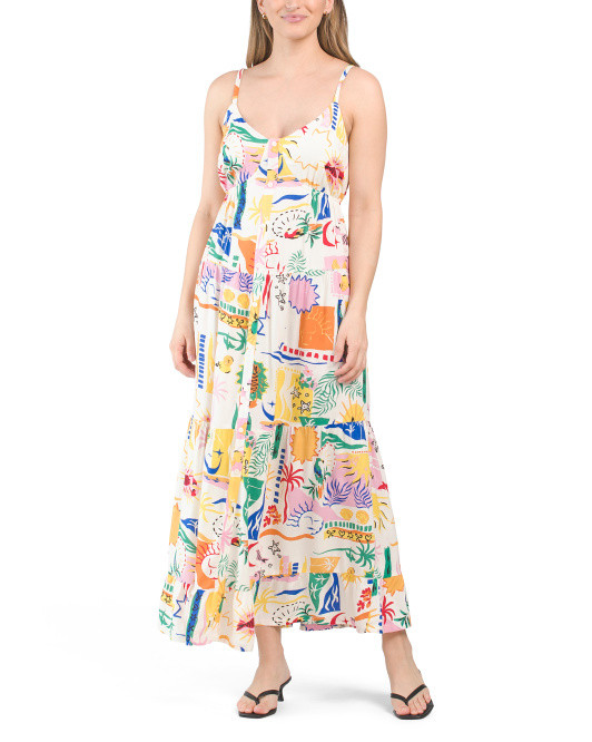 Sleeveless Vacation Print Maxi Dress | TJ Maxx