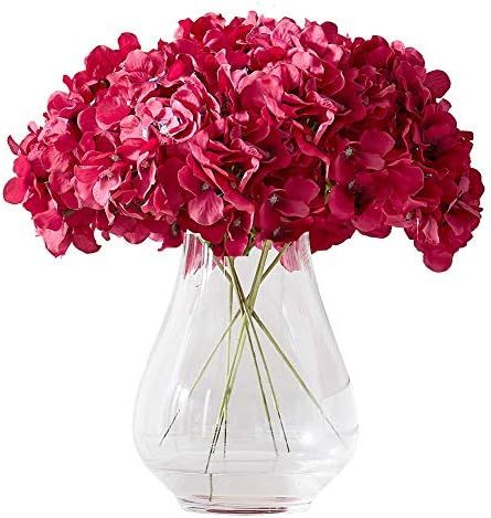 Kislohum Artificial Hydrangea Flowers Fuchsia 10 Heads Hydrangea Silk Flowers Head for Wedding Ce... | Amazon (US)