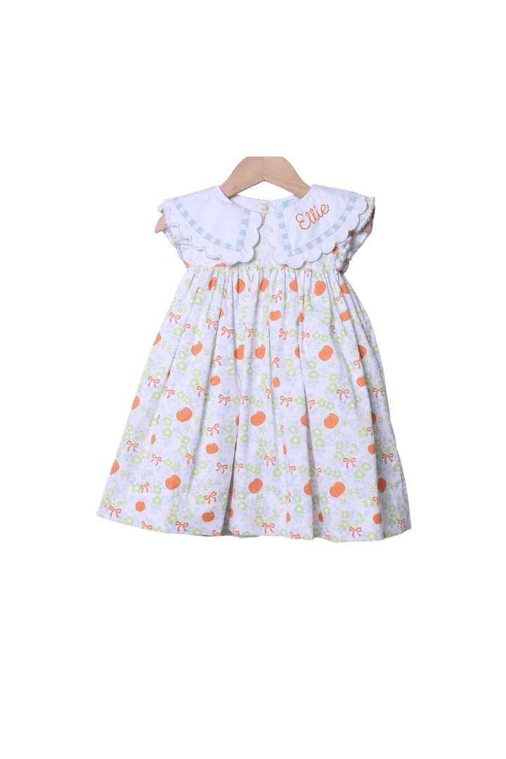 Pumpkin and Bows Flutter Sleeve Dress | The Smocked Flamingo