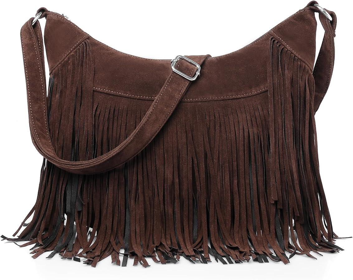 Fringe Hobo Bags for Women Vintage Suede Crossbody Bag Hippie Western Cowgirl Purses Tassel Shoul... | Amazon (US)