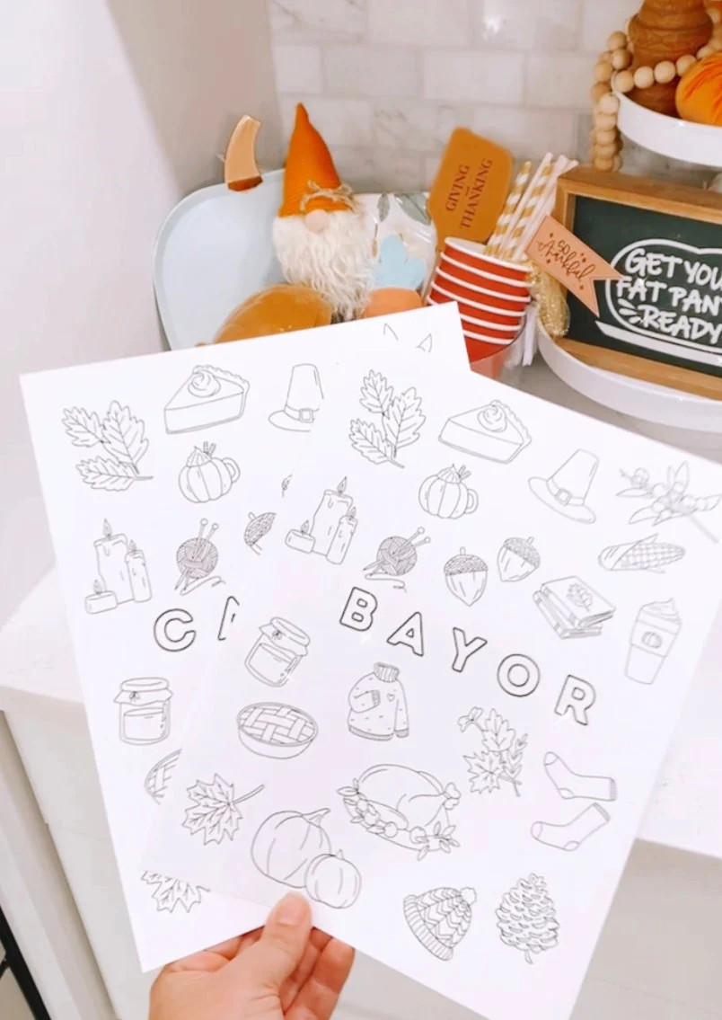 Custom THANKSGIVING Coloring Page | The Letter Vee