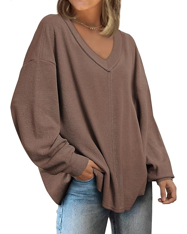 Trendy Queen Womens Oversized Sweatshirts Sweaters Casual Pullover Loose Long Sleeve Tops Shirts ... | Amazon (US)