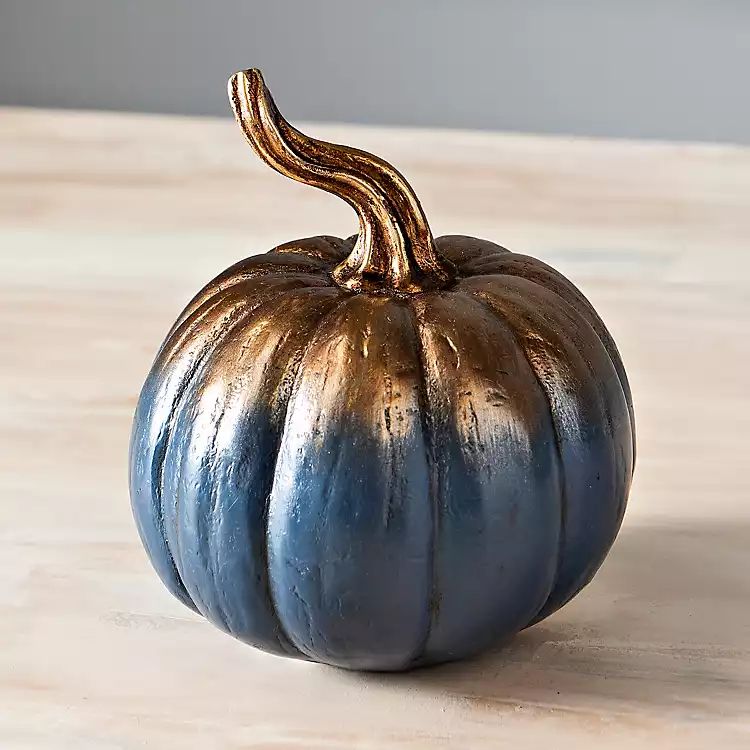 Blue and Gold Resin Straight Stem Pumpkin | Kirkland's Home