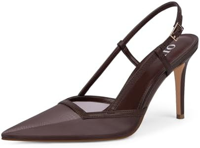 QIY Slingback Heels for Women Stiletto Pointed Toe Dressy Pumps Shoes | Amazon (US)
