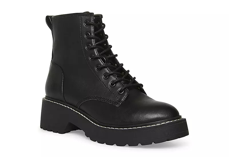 Madden Girl Womens Carra Combat Boot - Black | Rack Room Shoes