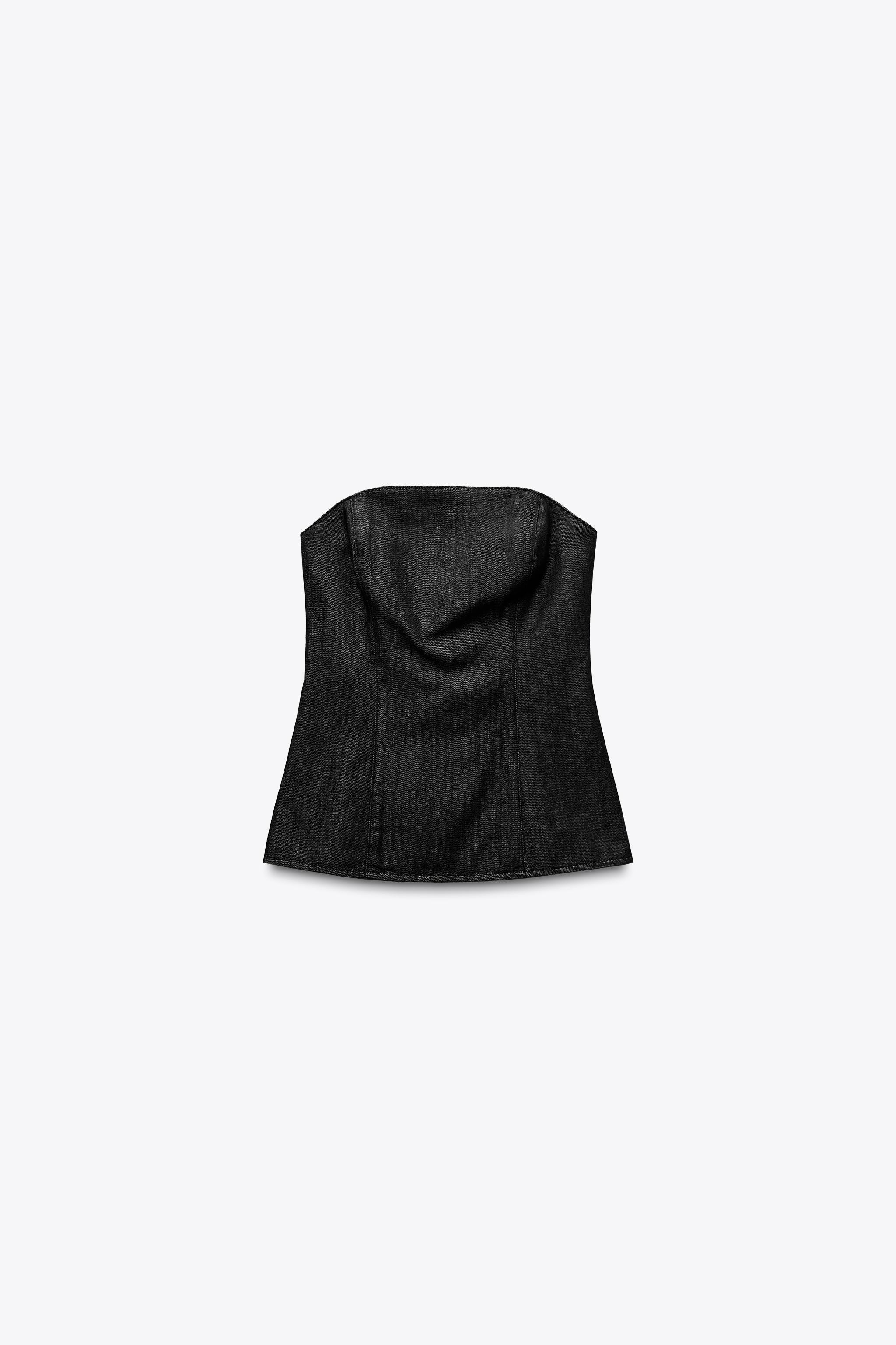 Bandeau top with a straight neckline and off-the-shoulder design. Zip fastening at the back and v... | Zara UK
