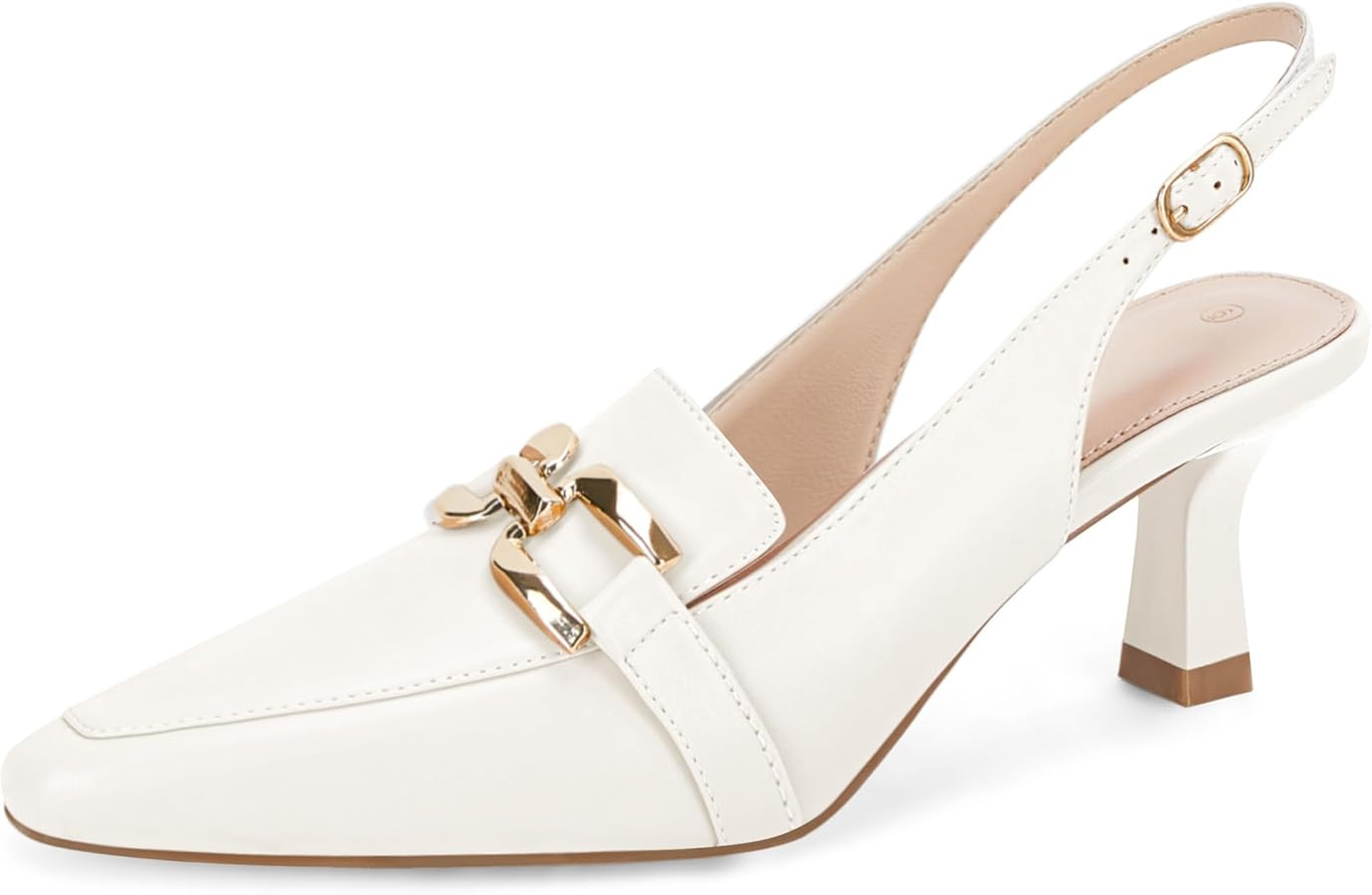 Fashare Womens Kitten Heels Slingback Closed Pointed Toe Dress Shoes Metal Chain Buckle Elegant P... | Amazon (US)