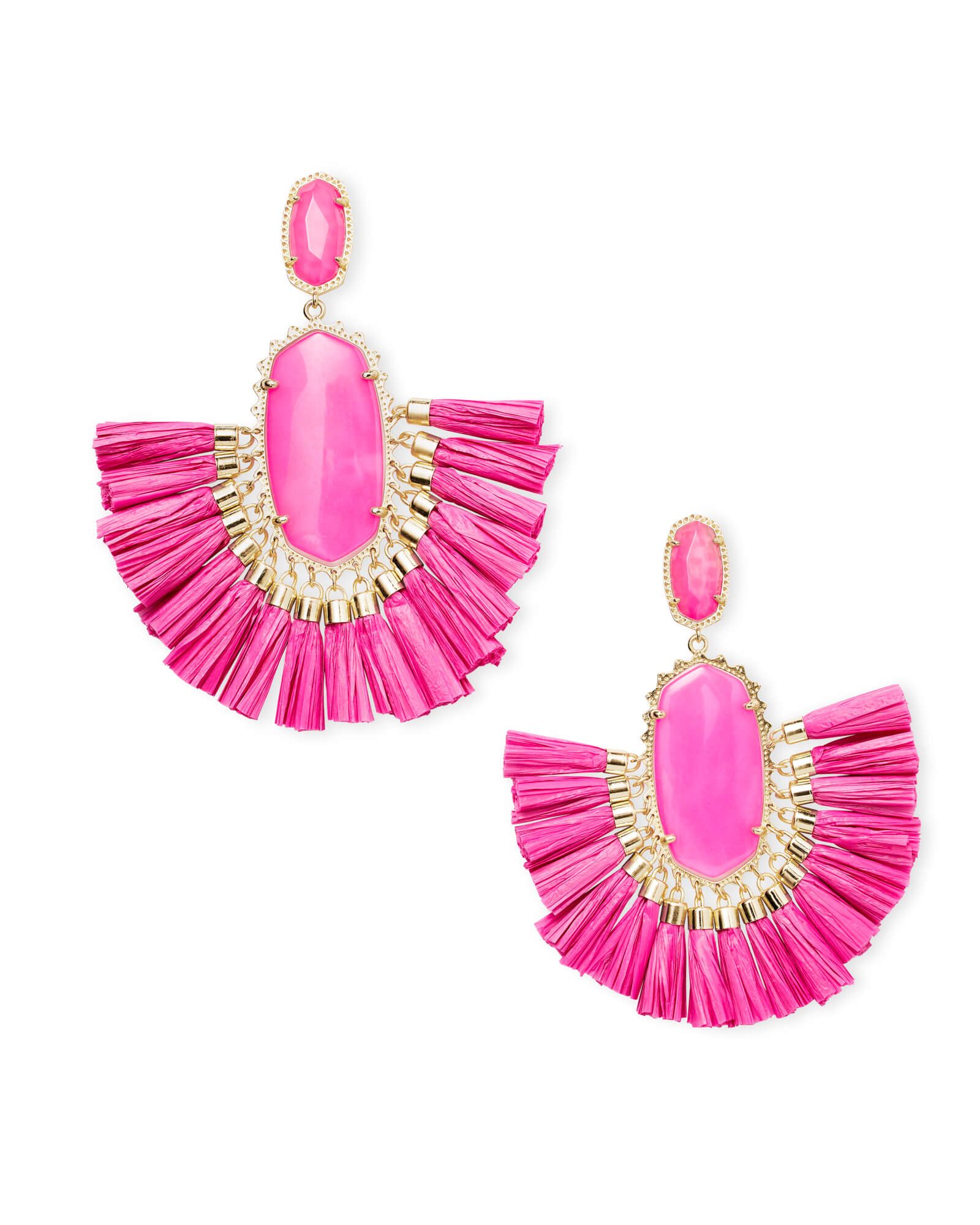 Cristina Gold Statement Earrings In Pink Agate | Kendra Scott