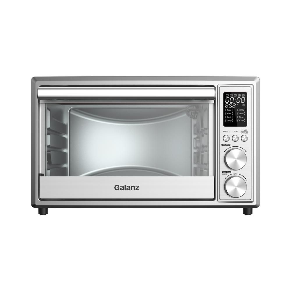 Galanz 0.9 cu. ft. 1800 W 6-Slice with Air Fry Toaster Oven Digital Stainless Steel, Silver | The Home Depot