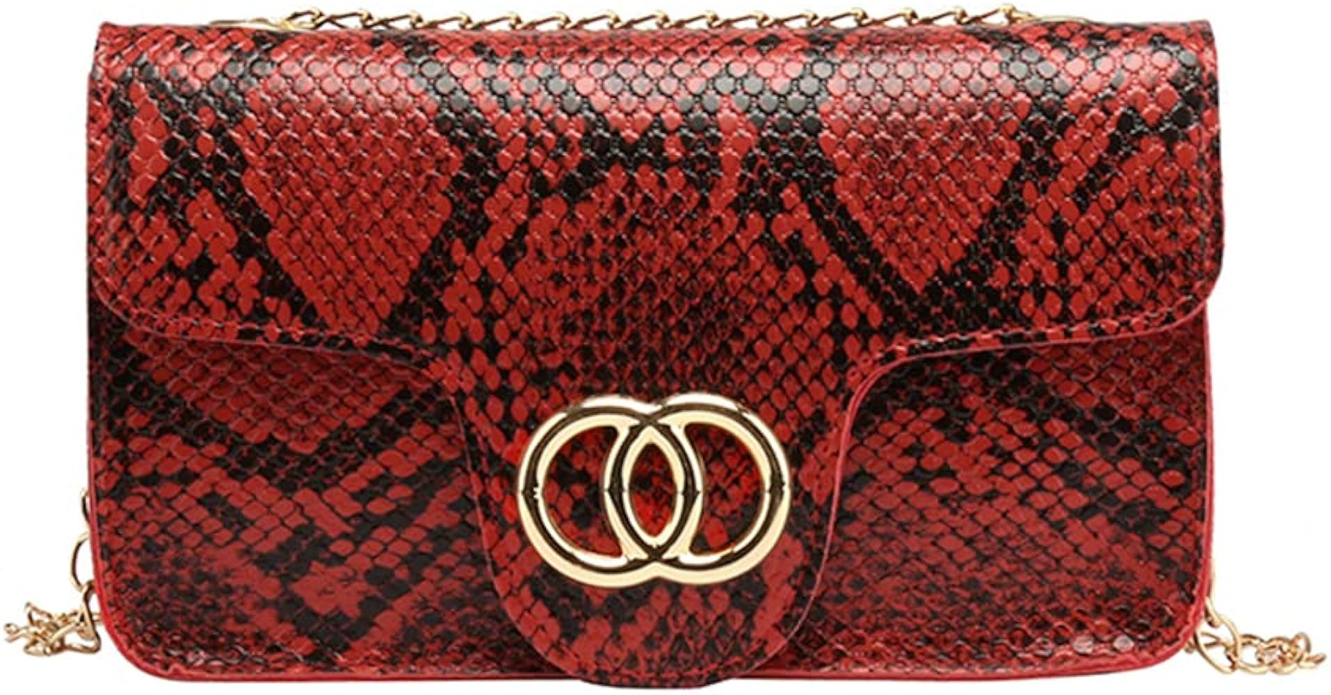 Unique Double O Design Snake Skin Magnetic Closure Crossbody Purse Shoulder Bag for Women & Girls | Amazon (US)