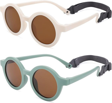 Click for more info about COASION Baby Polarized Round Sunglasses Flexible Rubber Shades with Strap for Toddler Newborn Inf...