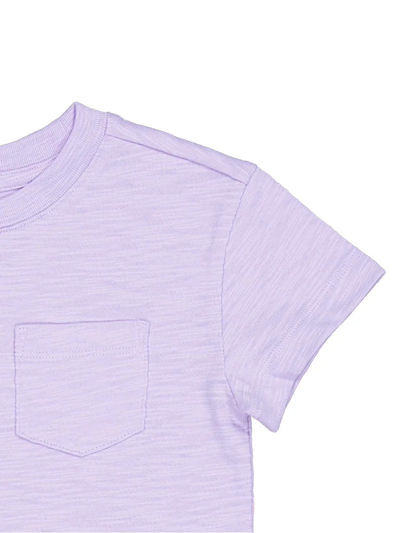 Wonder Nation Short Sleeve Boxy Pocket Tee, Size 4-18 & Plus | Walmart (US)