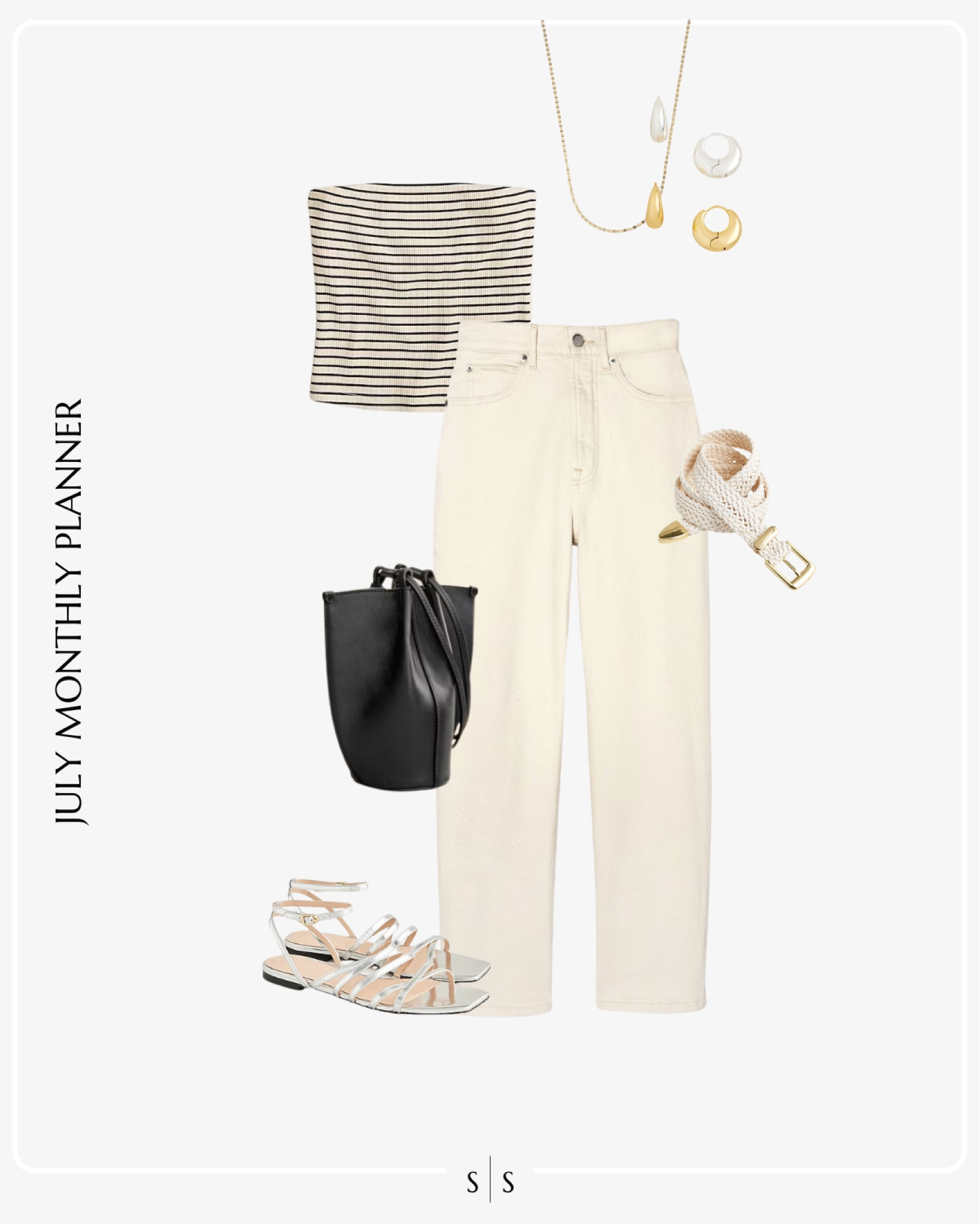 Monthly outfit planner JULY: Summer looks | striped sleeveless tank, white denim, gladiator sandals, bucket bag, rope belt, Summer accessories 

See the entire calendar on thesarahstories.com ✨ 


#LTKStyleTip