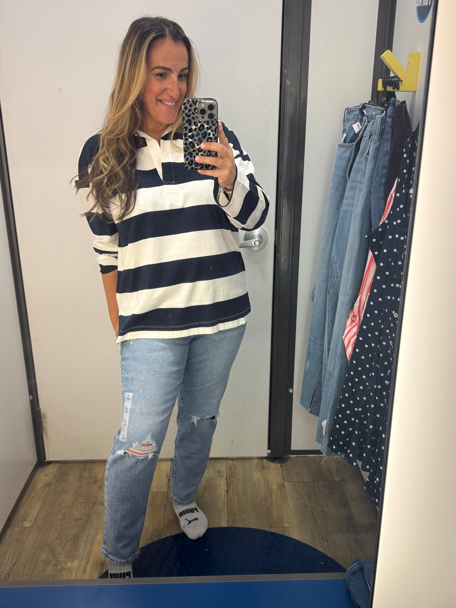 Such a great preppy but sporty look! 
The top runs TTS and is oversized in a good way. Jeans have stretch to them. I’m in a 10 but could do an 8. Size down if in between. 

#LTKOver40 #LTKStyleTip #LTKMidsize
