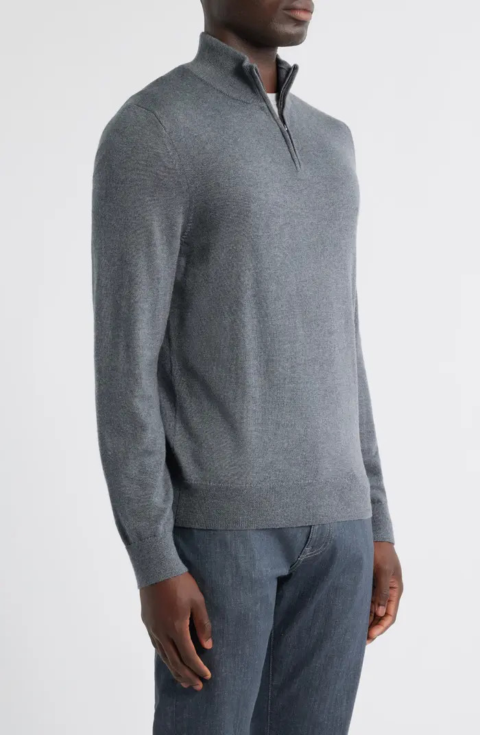 Washable Italian Merino Wool Quarter Zip Sweater | Nordstrom