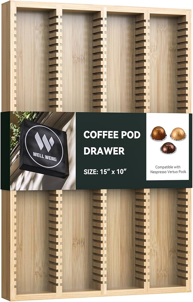 for Nespresso Vertuo Capsules - Premium Bamboo Coffee Pod Drawer Insert Organizer for Counter (40... | Amazon (US)