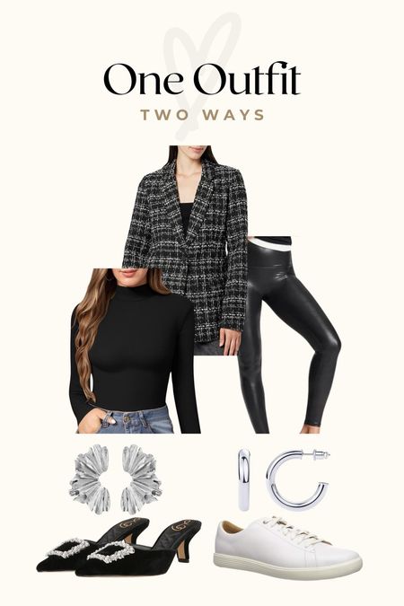 One outfit, two ways! Going out or staying in? Ways to style your blazer and leggings for the holidays and NYE. 

#LTKstyletip #LTKHoliday #LTKparties