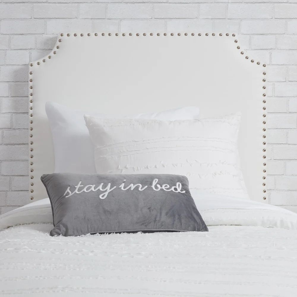 White Faux Leather Twin/Twin XL Powered Studded Headboard | Dormify