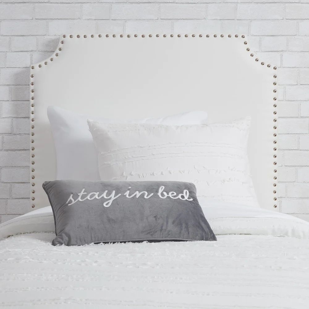 White Faux Leather Twin/Twin XL Powered Studded Headboard | Dormify