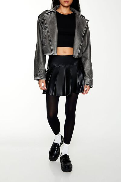 Faux Leather Cropped Moto Jacket | Forever 21