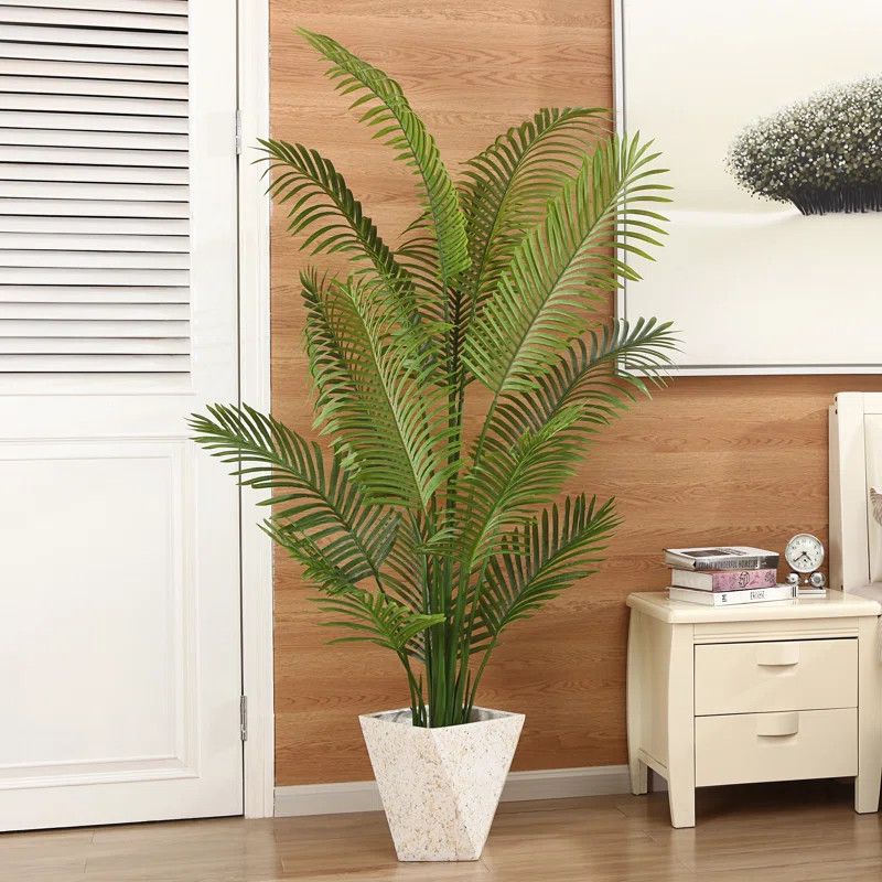 Adcock Faux Palm Plant in Rattan Basket | Wayfair North America