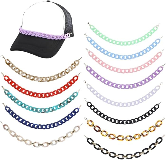 13 Pcs Trucker Hat Chains, Bulk Trucket Hat Charms Chains for Women Men, Bill Decoration DIY Acry... | Amazon (US)