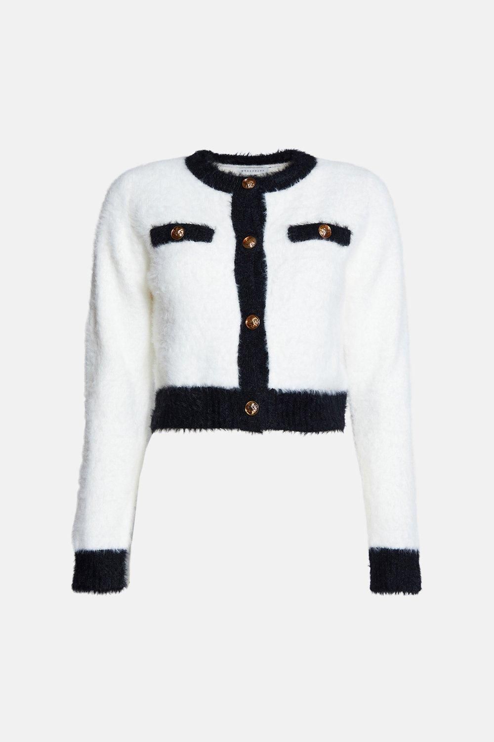Contrast Placket Button Knit Cardigan | Warehouse UK & IE