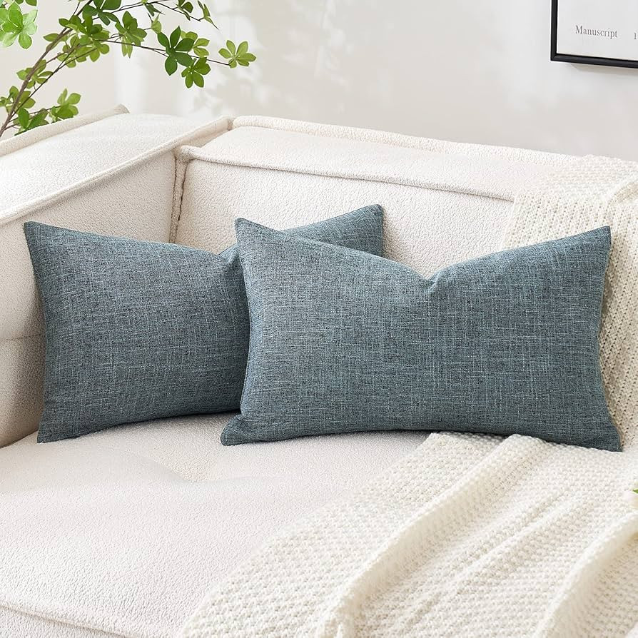 MIULEE Pack of 2 Decorative Throw Pillow Covers Linen Burlap Square Solid Farmhouse Modern Concis... | Amazon (US)