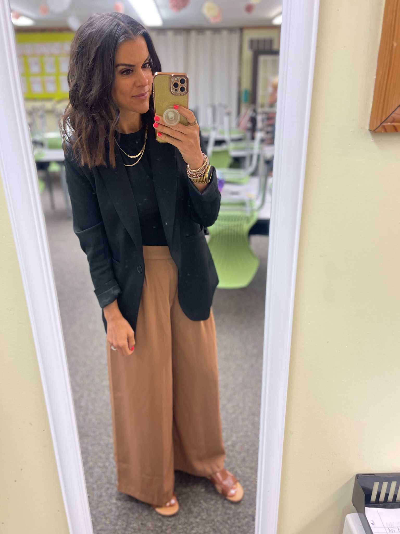 Today’s classroom #ootd
Blazer- Amazon, size small 
Tee- shein, sized up one to a M
Trousers- size S
Slides- Walmart Tts 

#LTKstyletip #LTKsalealert #LTKSeasonal