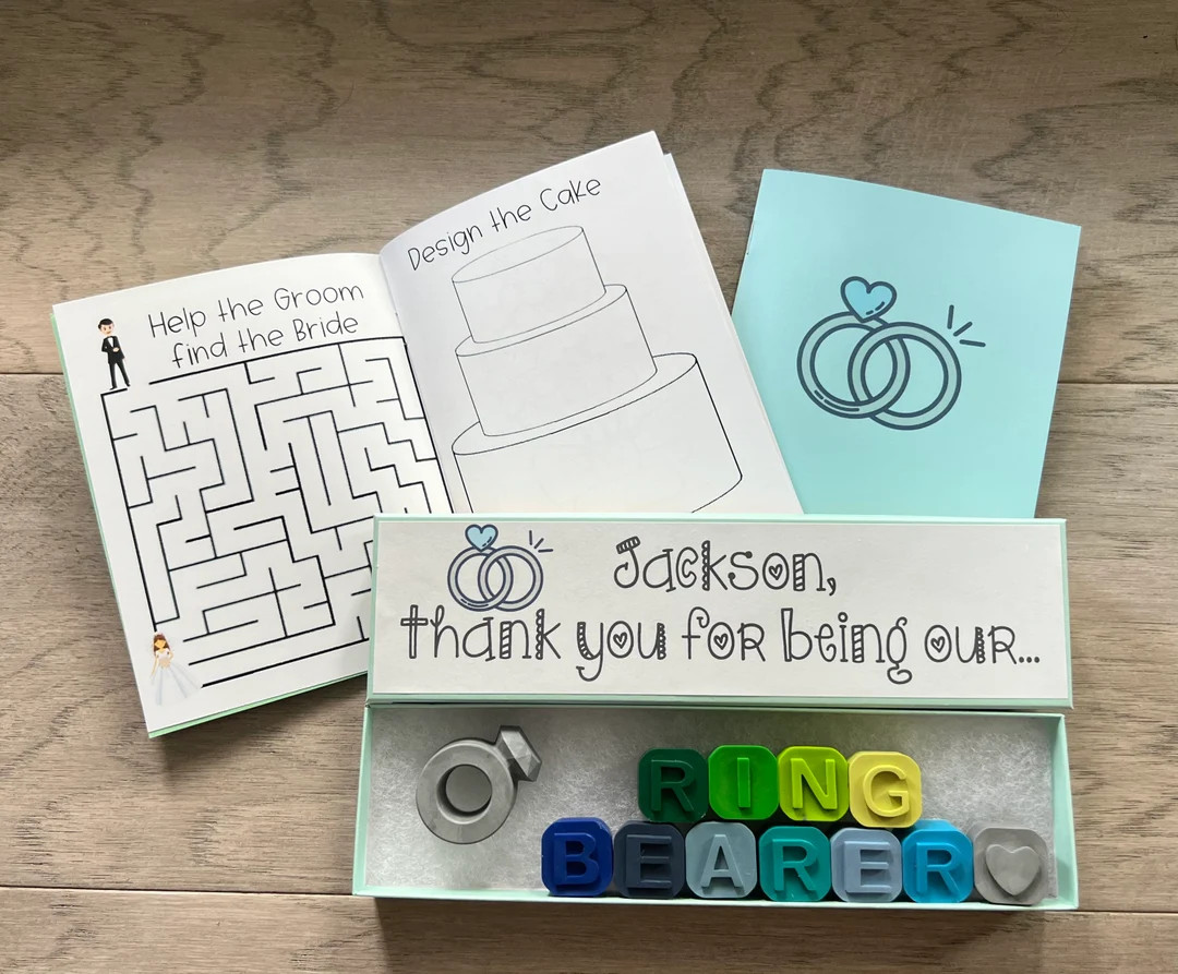 Wedding Reception Mini Coloring Book With Ring Bearer Thank You Crayons Gift From Crayonsrecycled... | Etsy (US)