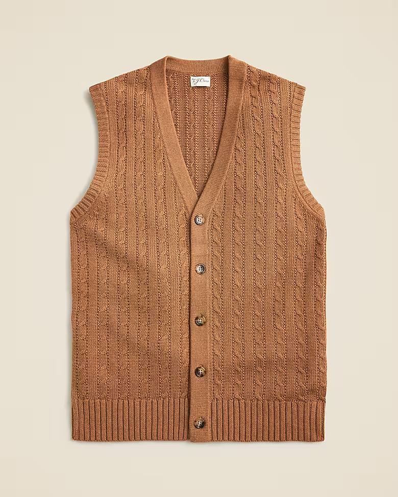 Heritage cotton cable cardigan sweater-vest | J. Crew US