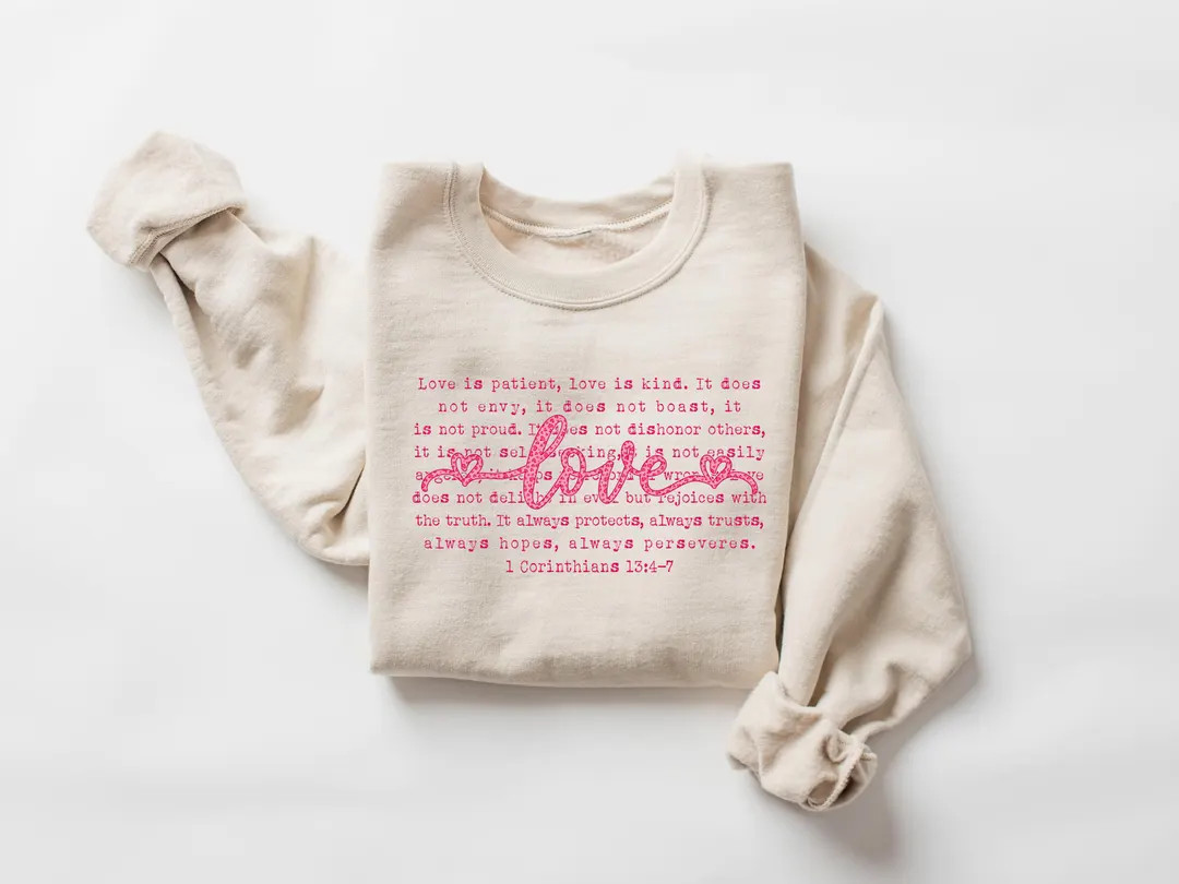 Love is Patient Sweatshirt, Christian Crewneck, 1 Corinthians 13 Bible Verse Shirt, Valentine's D... | Etsy (US)