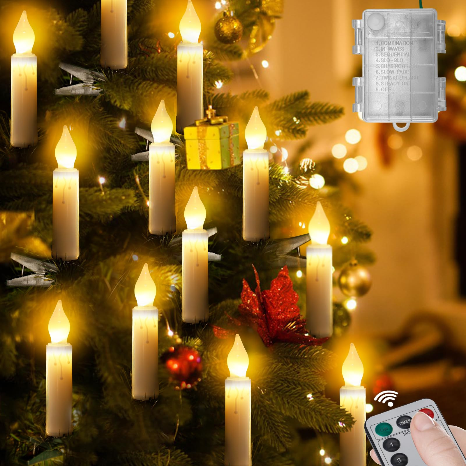 Christmas Tree Flameless Candles Lights, 20PCS LED Flickering Lights Battery Operated with Remote... | Amazon (US)